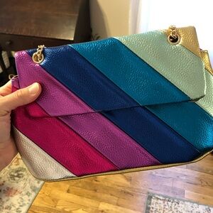 Metalic Rainbow Striped Shoulder Bag Purse